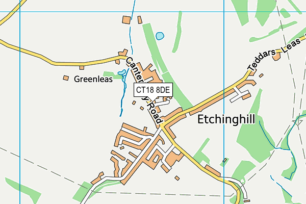 CT18 8DE map - OS VectorMap District (Ordnance Survey)