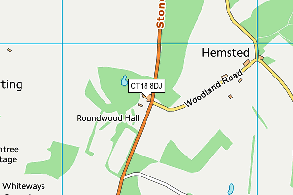 Roundwood Hall Golf Club map (CT18 8DJ) - OS VectorMap District (Ordnance Survey)