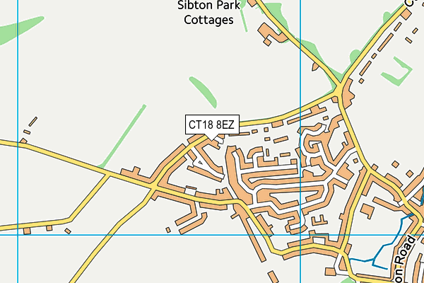 CT18 8EZ map - OS VectorMap District (Ordnance Survey)
