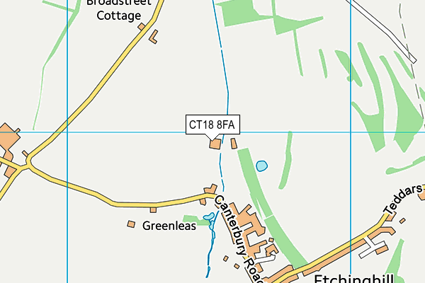CT18 8FA map - OS VectorMap District (Ordnance Survey)