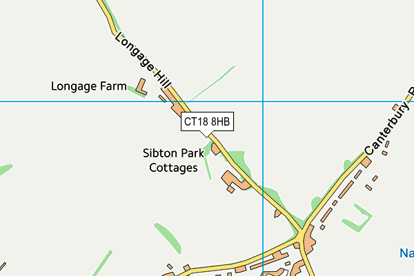 Sibton Park Cricket Club map (CT18 8HB) - OS VectorMap District (Ordnance Survey)