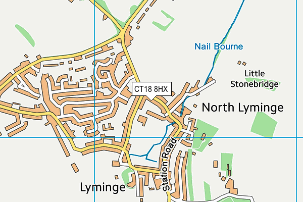 CT18 8HX map - OS VectorMap District (Ordnance Survey)