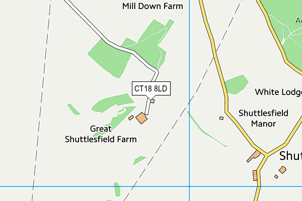 CT18 8LD map - OS VectorMap District (Ordnance Survey)