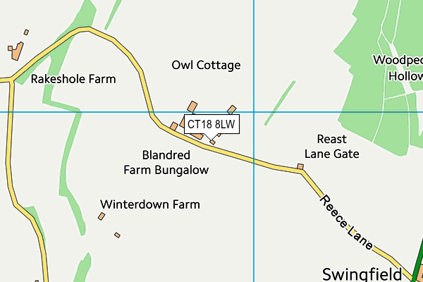 CT18 8LW map - OS VectorMap District (Ordnance Survey)