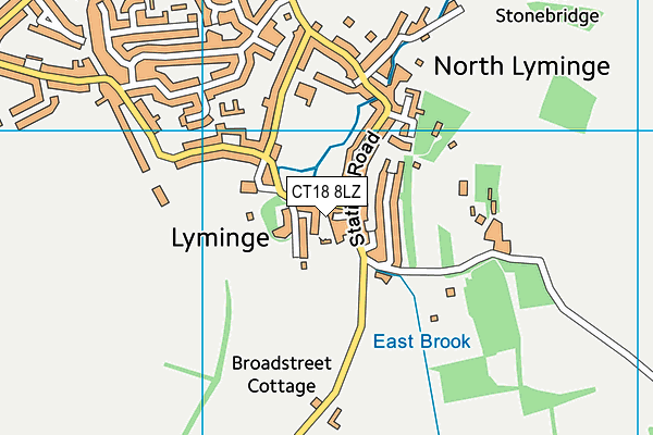 CT18 8LZ map - OS VectorMap District (Ordnance Survey)