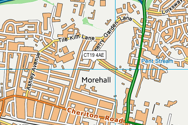 CT19 4AE map - OS VectorMap District (Ordnance Survey)