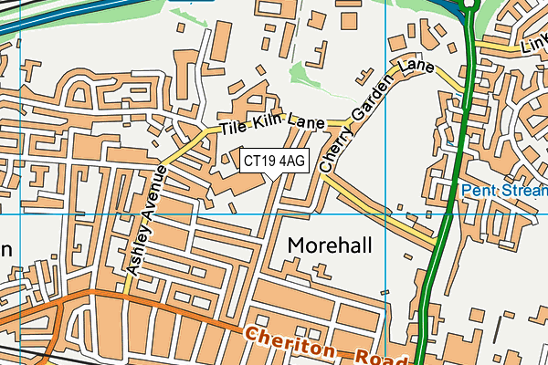 CT19 4AG map - OS VectorMap District (Ordnance Survey)