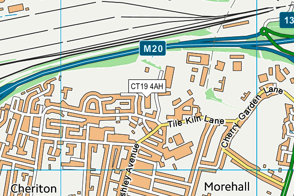 CT19 4AH map - OS VectorMap District (Ordnance Survey)