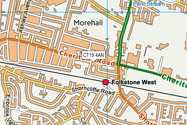 CT19 4AN map - OS VectorMap District (Ordnance Survey)