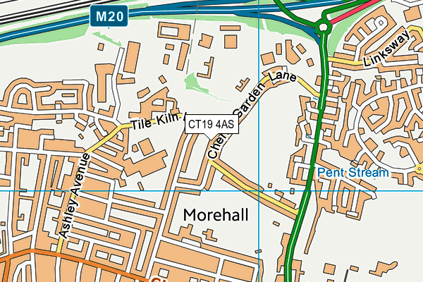 CT19 4AS map - OS VectorMap District (Ordnance Survey)