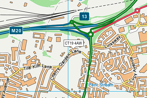 CT19 4AW map - OS VectorMap District (Ordnance Survey)