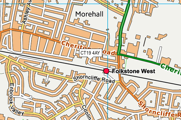 CT19 4AY map - OS VectorMap District (Ordnance Survey)