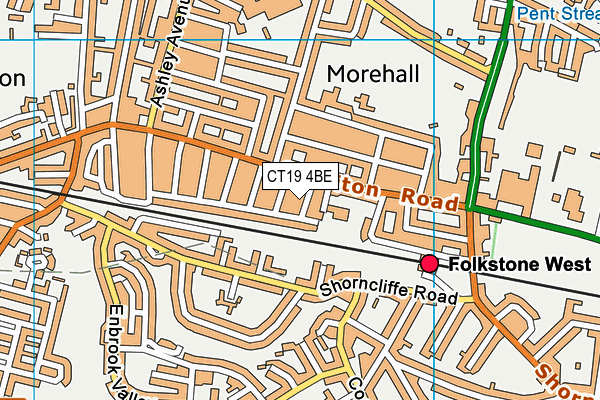 CT19 4BE map - OS VectorMap District (Ordnance Survey)