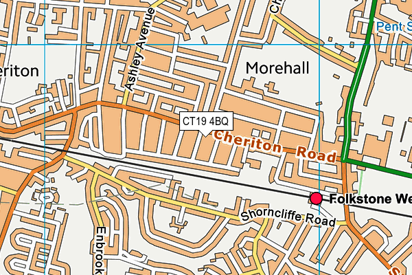 CT19 4BQ map - OS VectorMap District (Ordnance Survey)