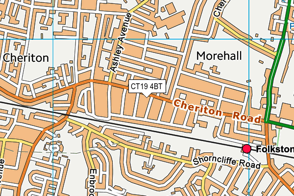 CT19 4BT map - OS VectorMap District (Ordnance Survey)