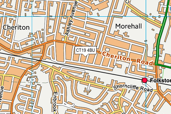 CT19 4BU map - OS VectorMap District (Ordnance Survey)