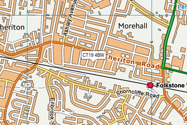 CT19 4BW map - OS VectorMap District (Ordnance Survey)