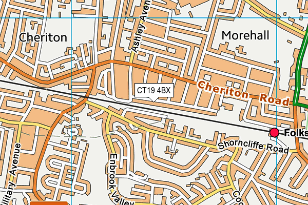 CT19 4BX map - OS VectorMap District (Ordnance Survey)