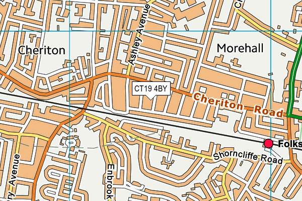 CT19 4BY map - OS VectorMap District (Ordnance Survey)