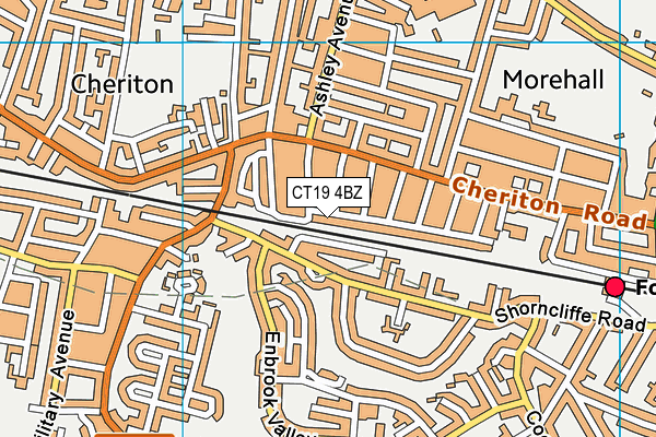 CT19 4BZ map - OS VectorMap District (Ordnance Survey)