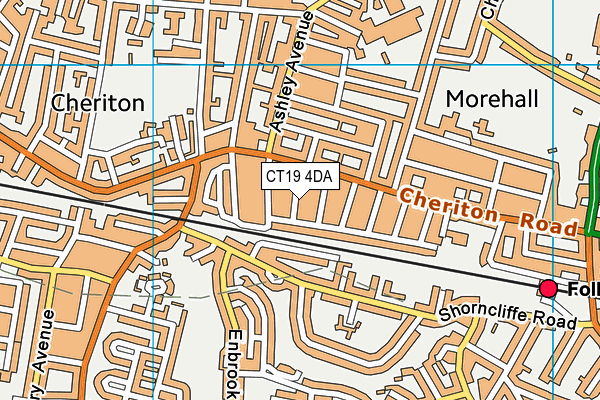 CT19 4DA map - OS VectorMap District (Ordnance Survey)