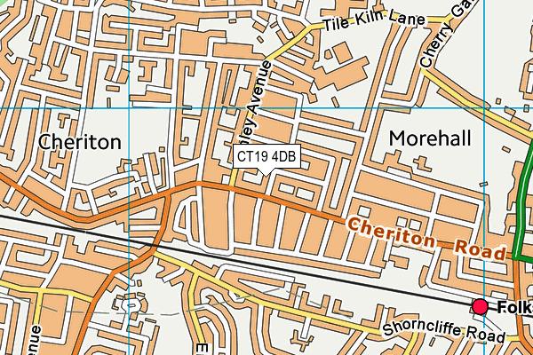 CT19 4DB map - OS VectorMap District (Ordnance Survey)