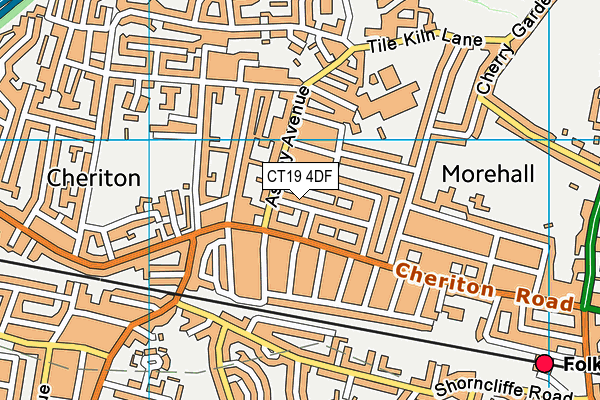 CT19 4DF map - OS VectorMap District (Ordnance Survey)