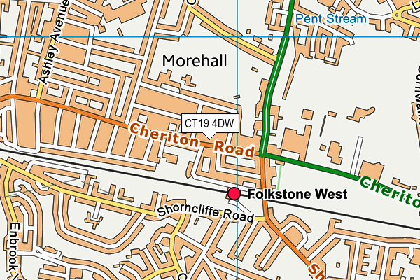 CT19 4DW map - OS VectorMap District (Ordnance Survey)