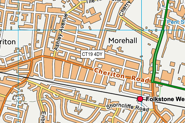 CT19 4DY map - OS VectorMap District (Ordnance Survey)