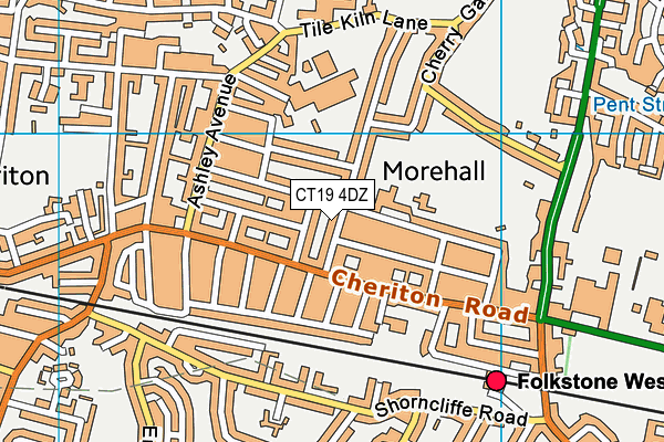 CT19 4DZ map - OS VectorMap District (Ordnance Survey)
