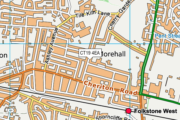 CT19 4EA map - OS VectorMap District (Ordnance Survey)