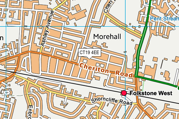 CT19 4EE map - OS VectorMap District (Ordnance Survey)