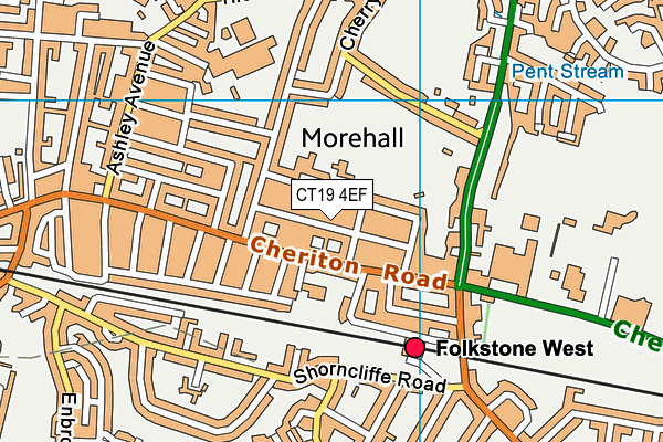 CT19 4EF map - OS VectorMap District (Ordnance Survey)