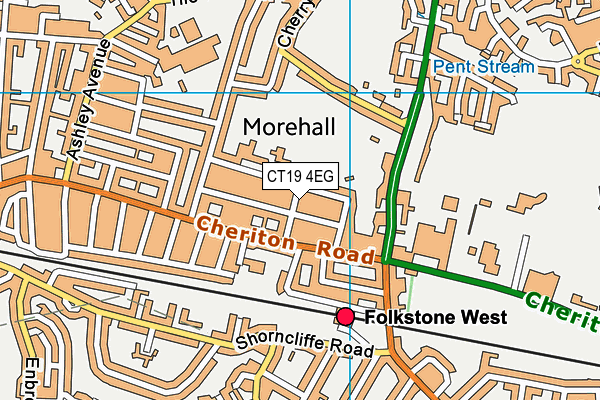 CT19 4EG map - OS VectorMap District (Ordnance Survey)