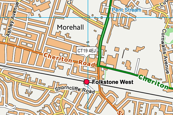 CT19 4EJ map - OS VectorMap District (Ordnance Survey)