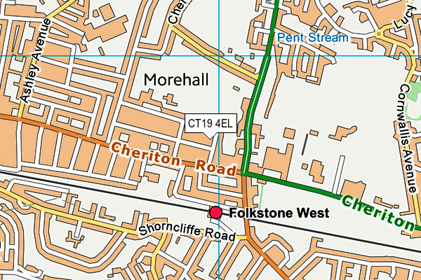 CT19 4EL map - OS VectorMap District (Ordnance Survey)