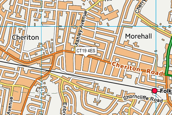 CT19 4ES map - OS VectorMap District (Ordnance Survey)