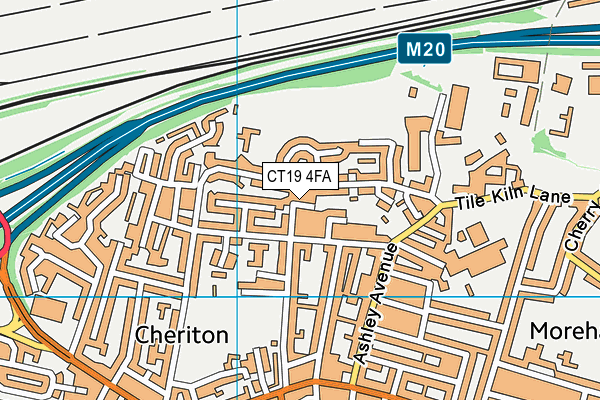 CT19 4FA map - OS VectorMap District (Ordnance Survey)