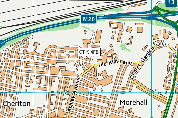 CT19 4FB map - OS VectorMap District (Ordnance Survey)