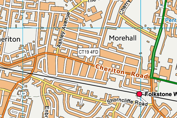 CT19 4FD map - OS VectorMap District (Ordnance Survey)