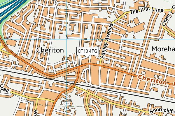 CT19 4FG map - OS VectorMap District (Ordnance Survey)