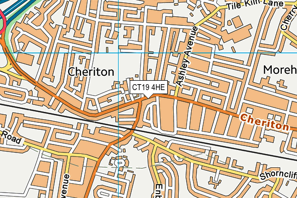 CT19 4HE map - OS VectorMap District (Ordnance Survey)