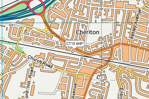 CT19 4HP map - OS VectorMap District (Ordnance Survey)