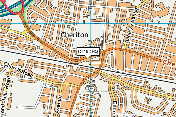 CT19 4HQ map - OS VectorMap District (Ordnance Survey)
