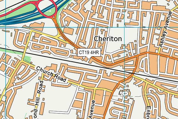 CT19 4HR map - OS VectorMap District (Ordnance Survey)