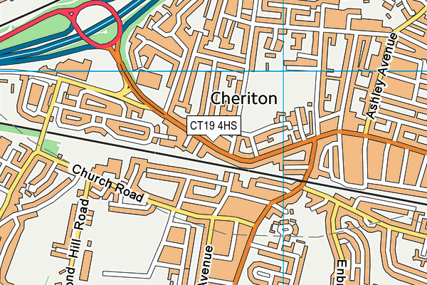 CT19 4HS map - OS VectorMap District (Ordnance Survey)