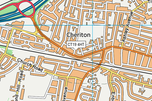 CT19 4HT map - OS VectorMap District (Ordnance Survey)