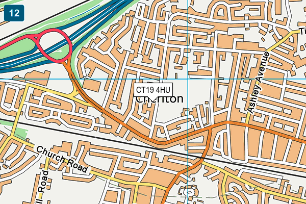 CT19 4HU map - OS VectorMap District (Ordnance Survey)