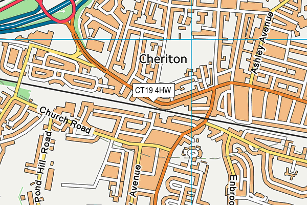 CT19 4HW map - OS VectorMap District (Ordnance Survey)