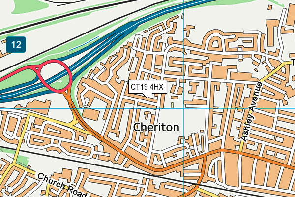 CT19 4HX map - OS VectorMap District (Ordnance Survey)